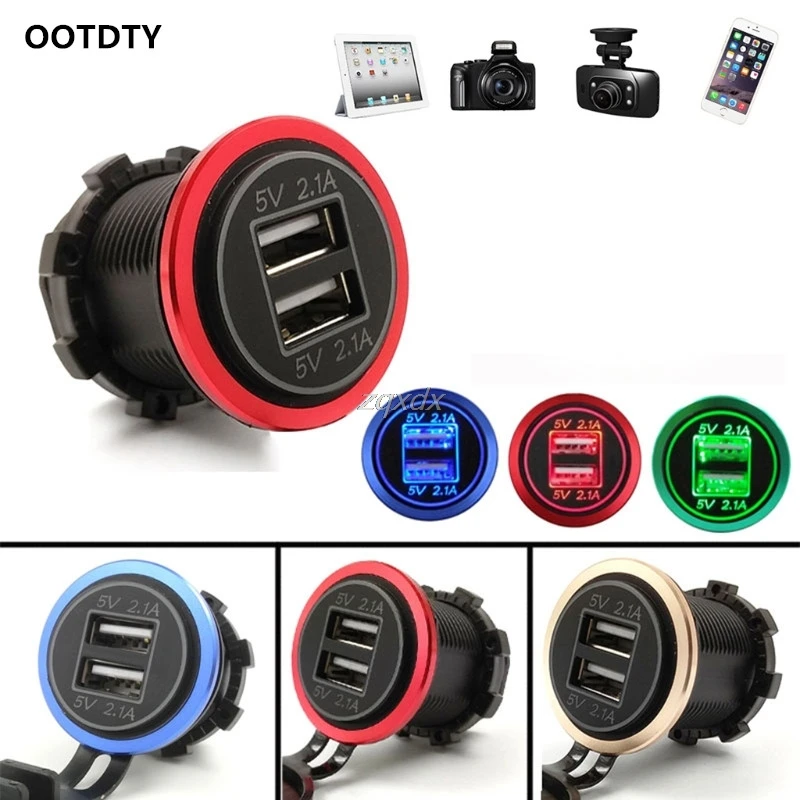 DC 12V 24V 4.2A зарядное устройство для мотоцикла лодки автомобиля с двумя USB портами
