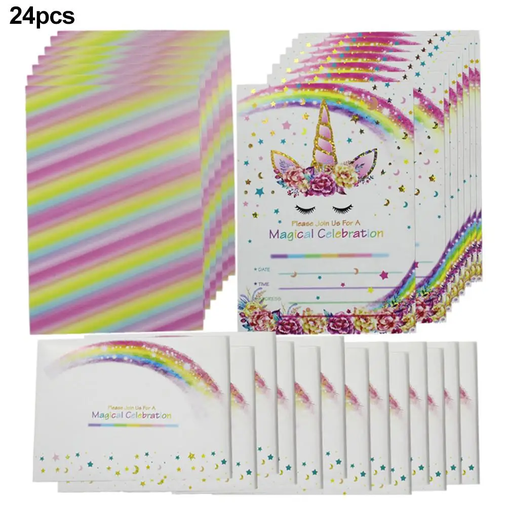  24PCS Invitation Card Rainbow Star Envelope Set for Birthday Party Durable and Easy to Write Wonder - 33041646961
