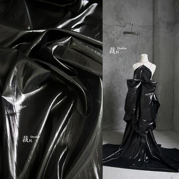 

Plastic texture Black pleated down jacket wear-resistant fabric for patchwork bazin riche getzner tissus telas por metros