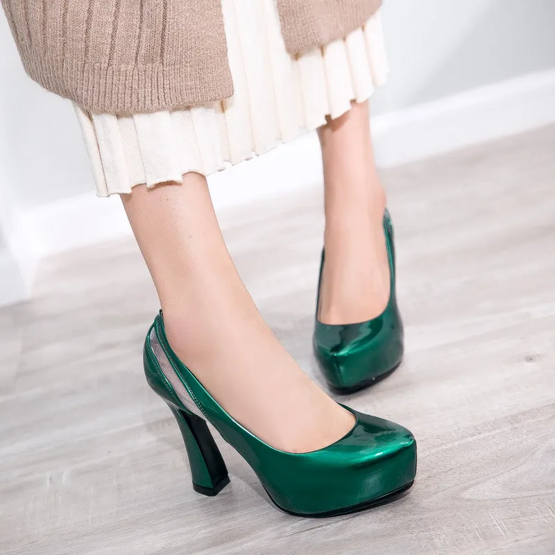 YMECHIC New Reach Fashion Green Blue Heels Women Platform Sexy High Heel Pumps Slip on Ladies Party Shoes Summer Plus Size