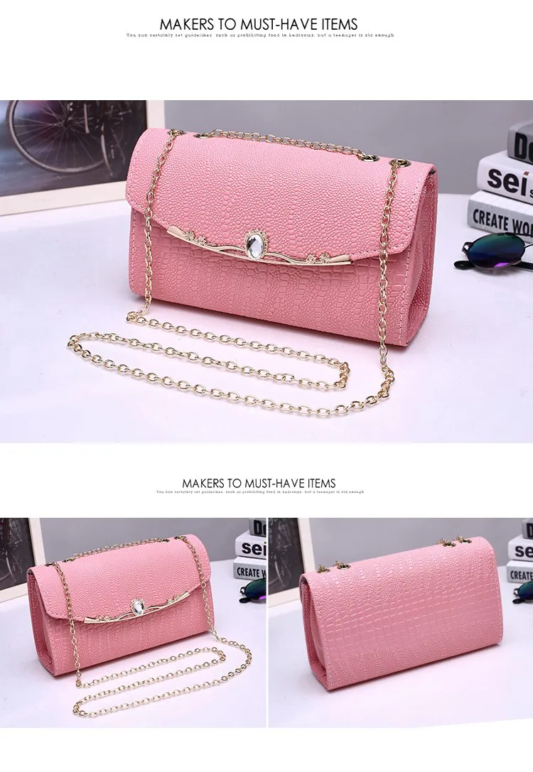 23 Women Bags Sweet Ladies Wind New Crocodile Pattern Womens Shoulder Messenger Bag Fashion Chain Solid Color Handbags