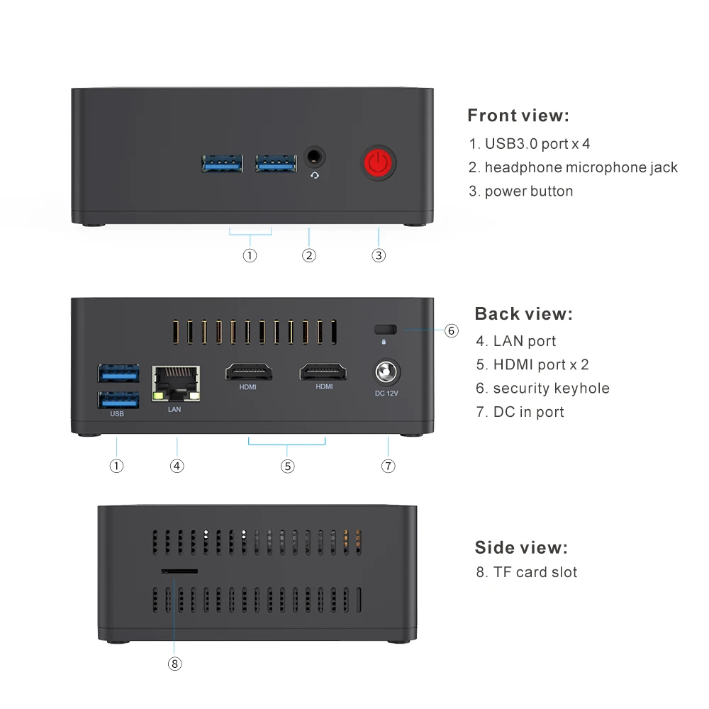 AP45 Мини ПК LPDDR4 8 Гб 128 Гб SSD Intel Pentium J4205 до 2,6 ГГц windows 10 Dual HDMI 4K HTPC NUC настольный компьютер