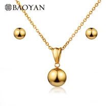 BAOYAN, простое позолоченное ожерелье и серьги из нержавеющей стали, ювелирные наборы, винтажные Свадебные Ювелирные наборы для женщин
