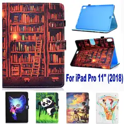 Чехол-подставка для iPad Pro 11 "(2018) Smart Cover Funda для нового iPad Pro 11 дюймов 2018 PU кожа Panada кошка узор