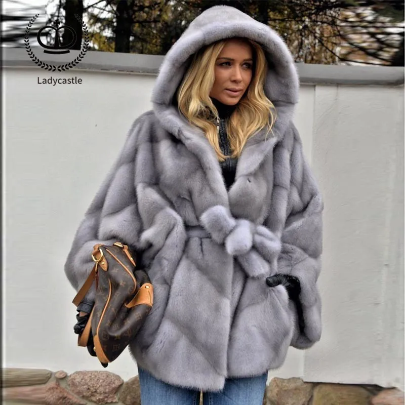 Chauve Femmes Capuche Réel Fourrure Manches Mkw Pelt Nouvelle Manteau Veste Sapphire Vison Avec 107 Naturelle Véritable Chaud 2018 Luxe D'hiver souris Import De Yg6f7by