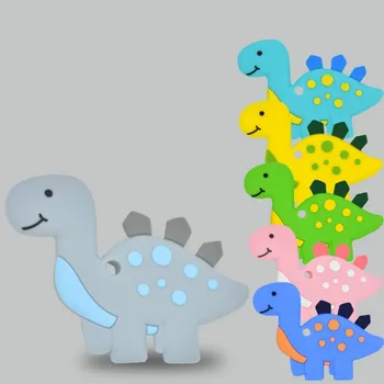 

Safe Toddler Baby Teethers BPA Free Cute Animal Dinosaur Infant DIY Ring Teether Baby Silicone Chew Charms Kids Teething Toys