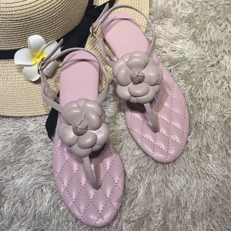 

Woman Flower Beach Sandals Summer Woman Flip Flops Beach Sandals Ladies Summer Luxury Flat Sandals