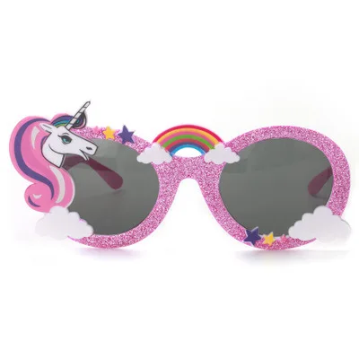 Pink Frame Gray Lens Унисекс Забавный круглый Детский рюкзачок солнцезащитные очки для мужчин и женщин для мальчиков и девочек мультяшный Радужный Единорог Лошадь оправа очки драма Опора очки UV400 L2 - Цвет линз: Pink Frame Gray Lens