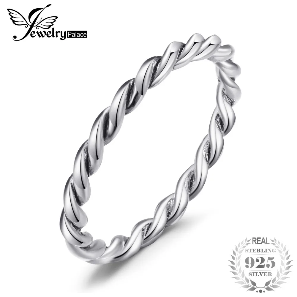 

Jewelrypalace 925 Sterling Silver Twisted Rope Silver Stacking Ring Gifts For Women Anniversary Gifts Fashion Jewelry New