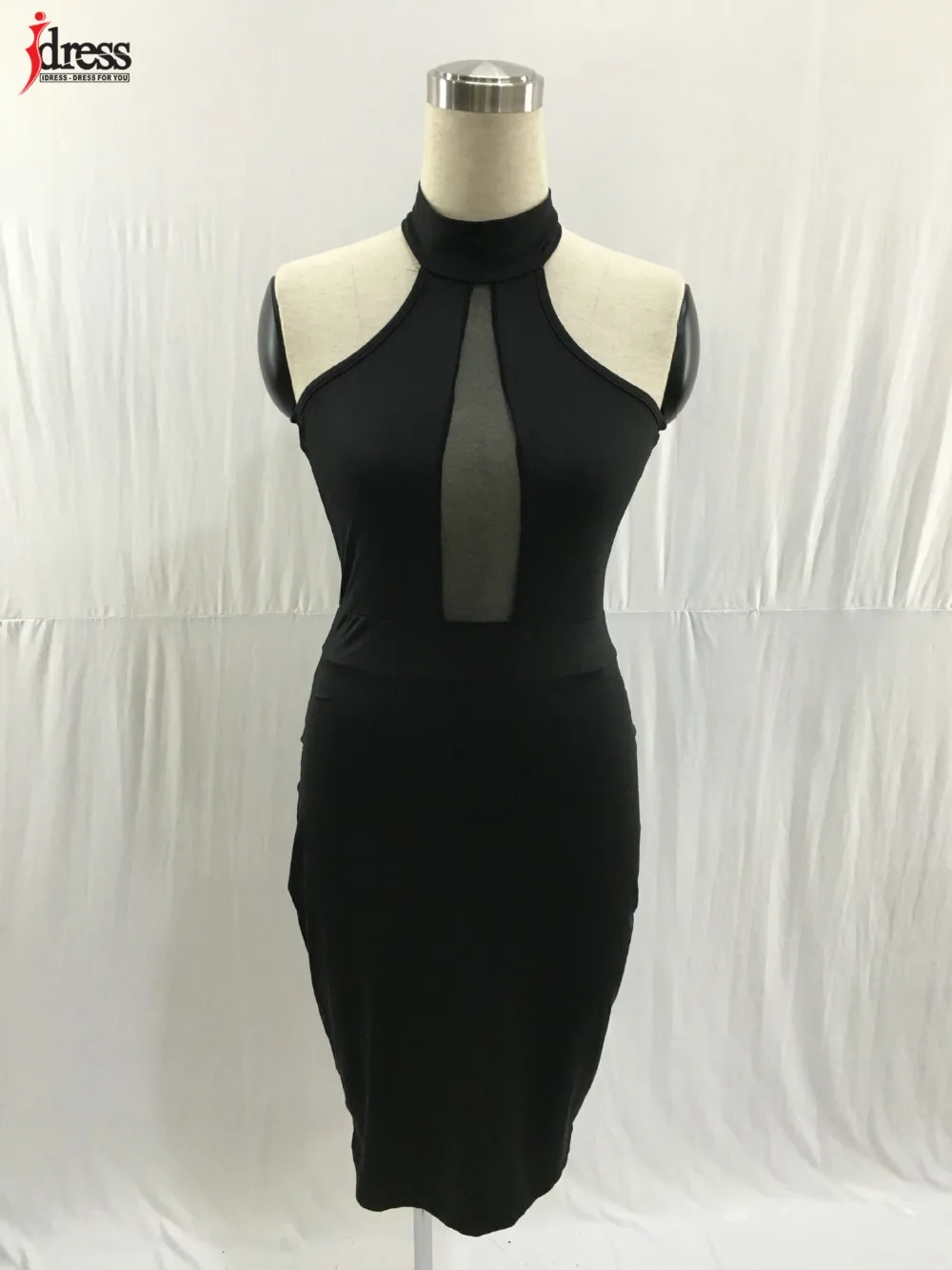 Летнее платье IDress 2017 черные сексуальные сетчатые Лоскутные облегающие платья до