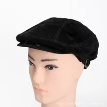 Мода Зима Взрослых Повседневная Кожаная Шляпа Береты Колпачок для Человека Мужской Зимой На Открытом Воздухе Головные Уборы Dad Мода Козырьки Черный Цвет