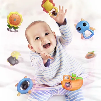 

10 sets animal rattle Children's toys fun rattle set fun 0-1 years old baby baby rattle teether parent-child interactive toys
