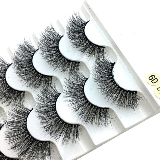 5 pairs 3D mink false eyelashes natural makeup eyelash extension long cross volume soft fake eye lashes winged faux cils