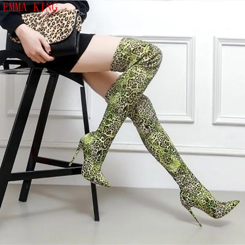 Emma King Slim Muslo Picture Encima Altas Largas Mujer 2018 Stilletos Punta Rodilla Botas Nuevo De La Por Leopardo As rr1pqA4