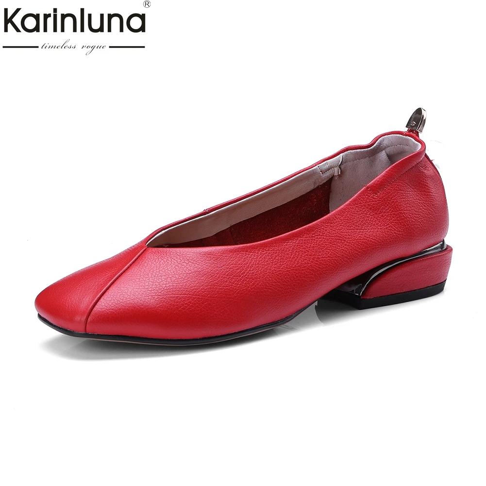 

Karinluna 2018 Large Size 33-44 Genuine Leather Women Shoes Woman Pumps Chunky Heels Elegant Pumps Woman