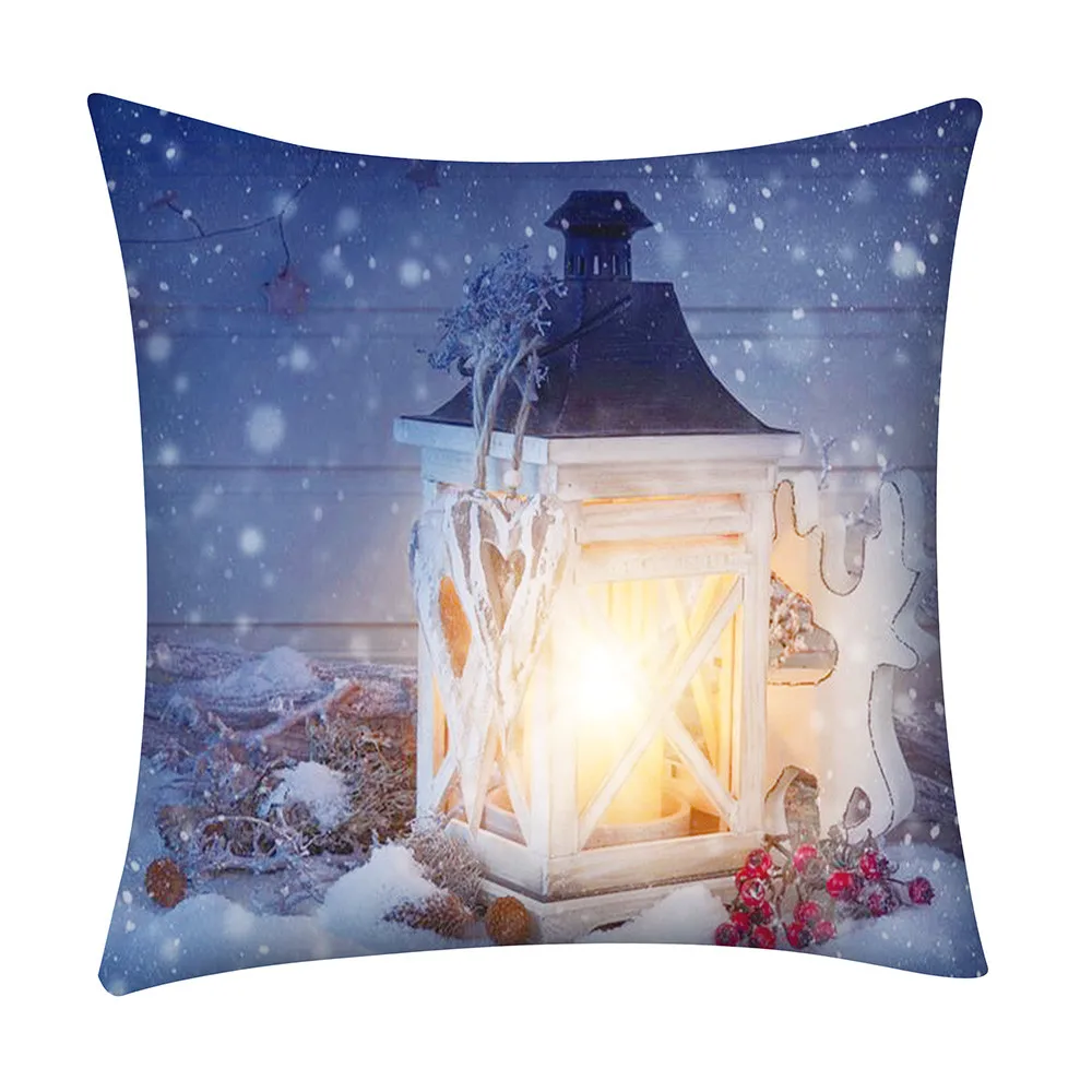 Christmas Print Cushion Cover Pillow Case Polyester Sofa Car Cushion Cover Home Decor Pillow Covers funda cojin 45x45 cm - Color: G