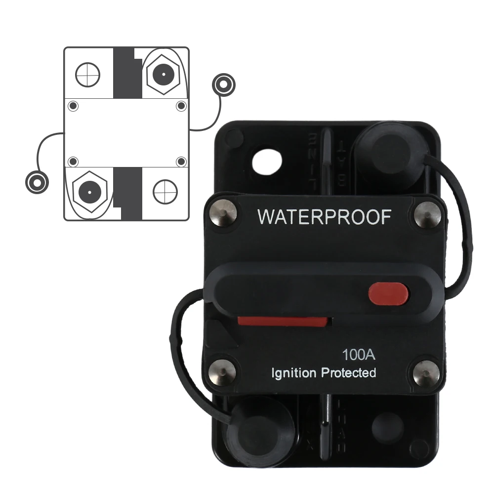 

100A AMP Circuit Breaker Dual Battery IP67 Waterproof 12V 24V Fuse Manual Reset