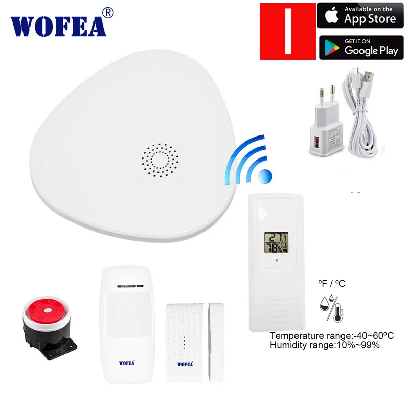 Wofea wifi RF Gataway домашняя система охранной сигнализации DIY KIT IOS и Android смартфон приложение smart host V10 - Цвет: V10 kits I