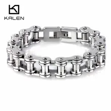 Kalen Мода 22.5 см цепи велосипеда Браслеты 316L Нержавеющая сталь Велосипедный Спорт звено цепи Браслеты для Для мужчин полированный Ювелирные изделия Подарки