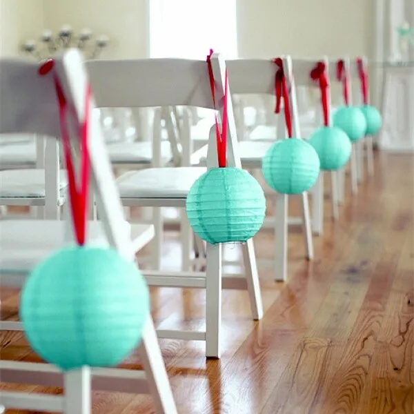 

8pcs 4''6''(20cm30cm)Tiffany Blue Chinese Paper Lanterns Round Paper Ball Lamps For Party Supplies Paper Lanterns Decorations