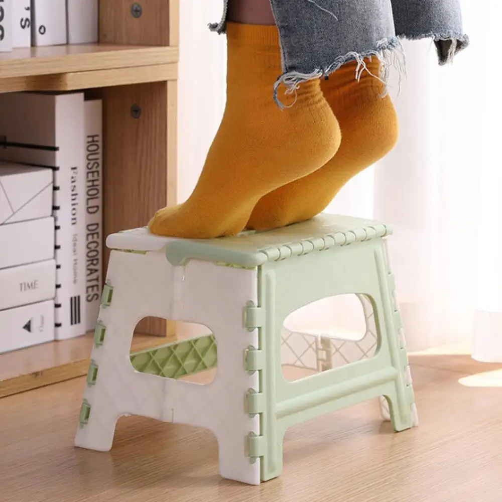 

Plastic folding stool Portable Multi Purpose Foldable travel Train Outdoor Sturdy Step Stool Home Kitchen Garage Blue/Pink @25