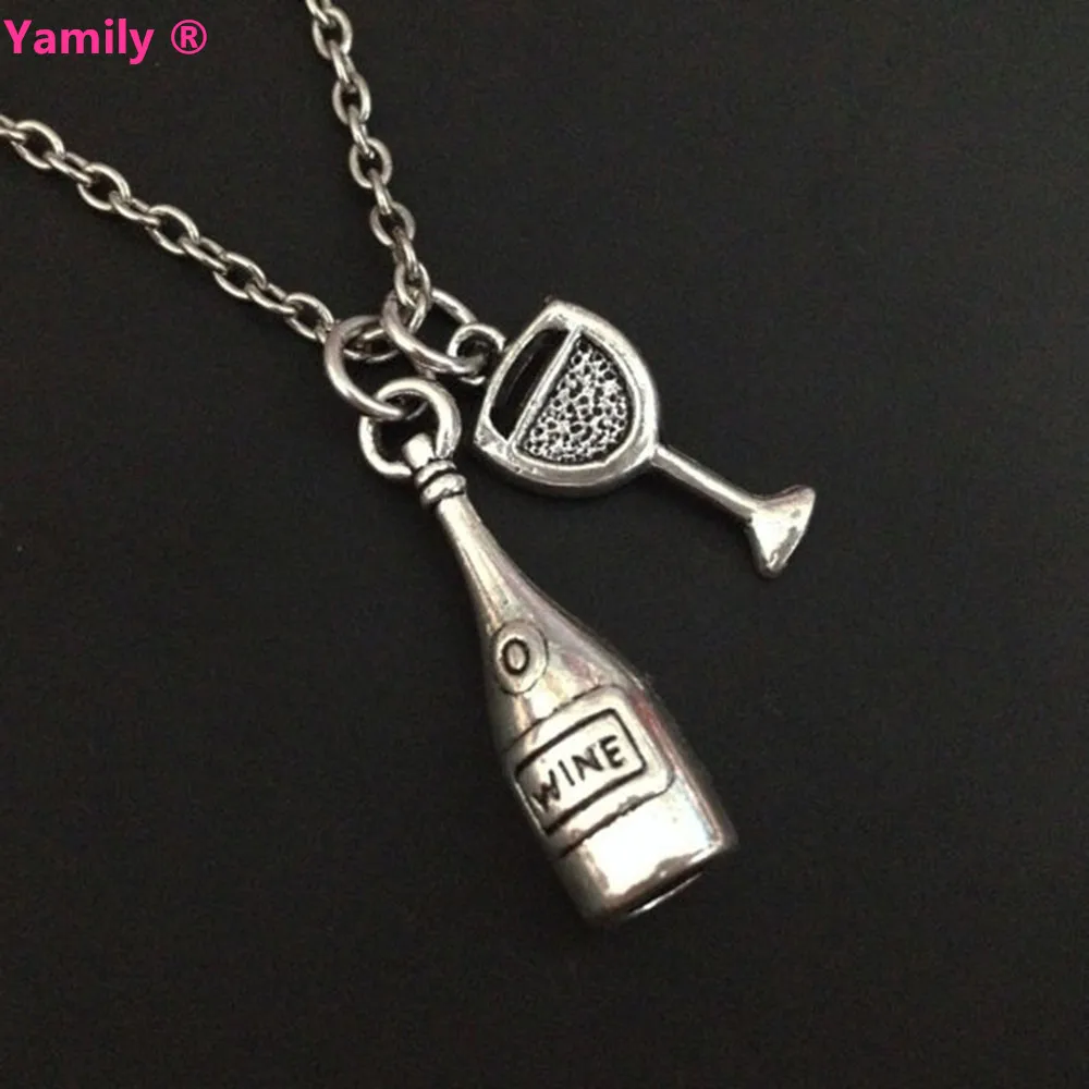 Yamily12pcslotWineNecklacewineJewelrywinebottlecupCharm
