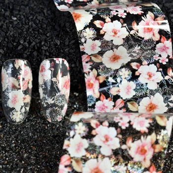 

Off white flower nail sticker decals Nail DIY Design Glue transfer Foil film Silver Laser Flying Dandelion SY646