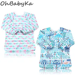 Ohbabyka Детские Дети Детские Unisex Кормление Слюнявчики Водонепроницаемый Длинным Рукавом Кормление Одежда для Малышей 6-24Month 2 Шт./упак