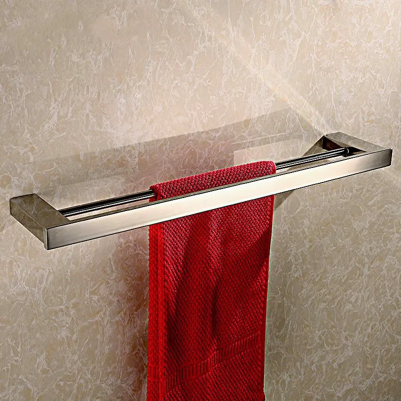 stainless steel double towel rack fashion square bathroom double towel