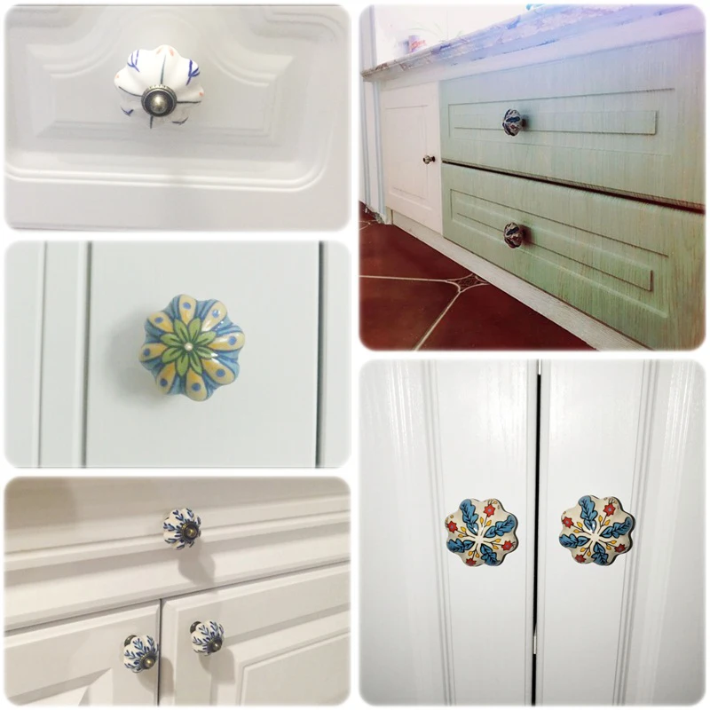 Set Of 6 Large Ceramic Cabinet Knob Creative 48mm Dresser Knobs
