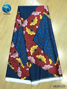 

LIULANZHI Ankara African Fabric Cloth Sewing Silk Prints Wax Fabric 5 yards/lot Satin Silk Prints ML8X110