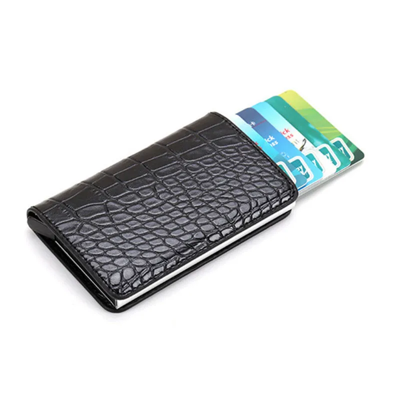 

BYCOBECY Fashion Credit Card Holder Carbon Card Holder Aluminum Slim Short Card ID Holder RFID Blocking Card Wallet Men Women