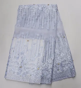 

Best selling 2018 new african french net lace fabric Embroidered sequins African French Lace Fabric for party dress P465-7
