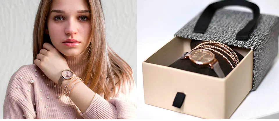feminino relógio pulseira conjunto para o presente dos namorados
