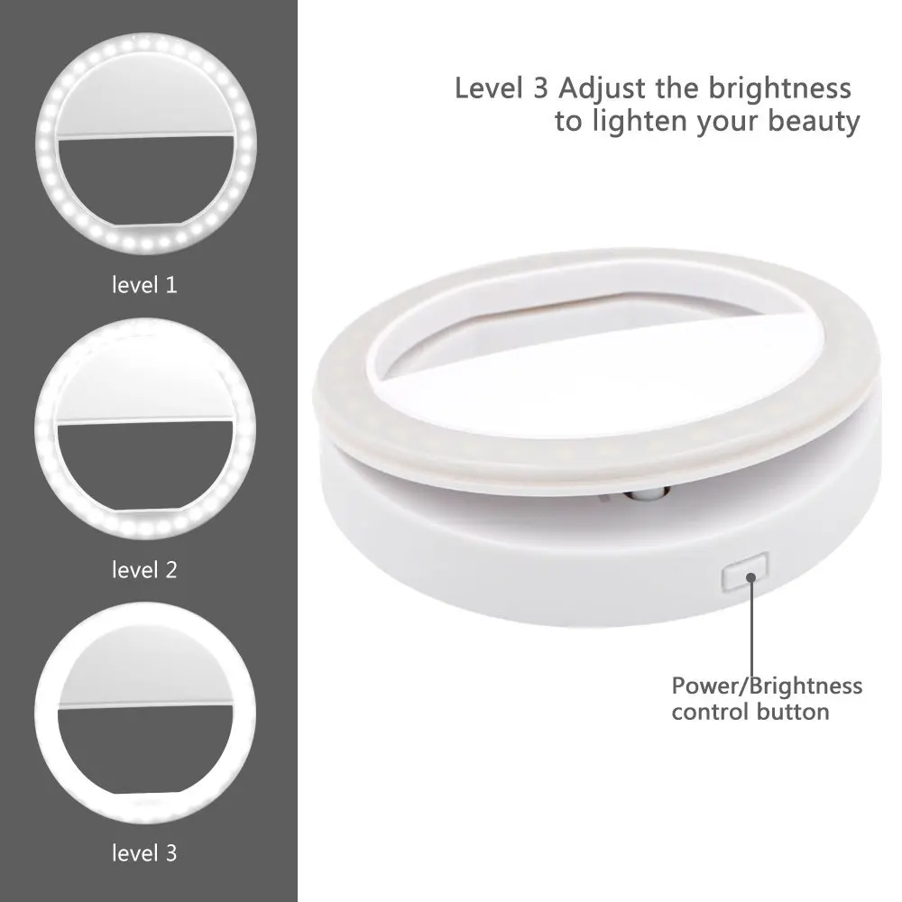 Tongdaytech Selfie Led Ring Flash Lens Fill Light Lamp Lamp Portable Clip Camera lens For iphone X 8 7 Samsung S9 Xiaomi Huawei