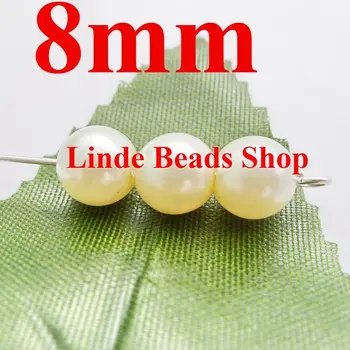 

500pcs/lot 8mm glass pearl beads christmas ornament loose round beads for jewelry, decoration, cream-white colour GP08003