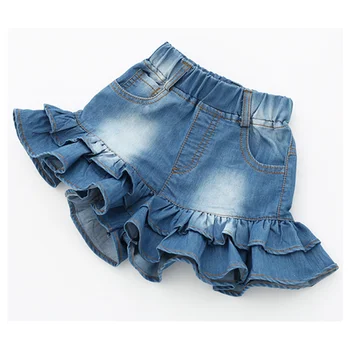 

3-8 y 2019 summer girls ruffle shorts children shorts On Sales kids denim shorts for girl clothes summer jeans pant solid color