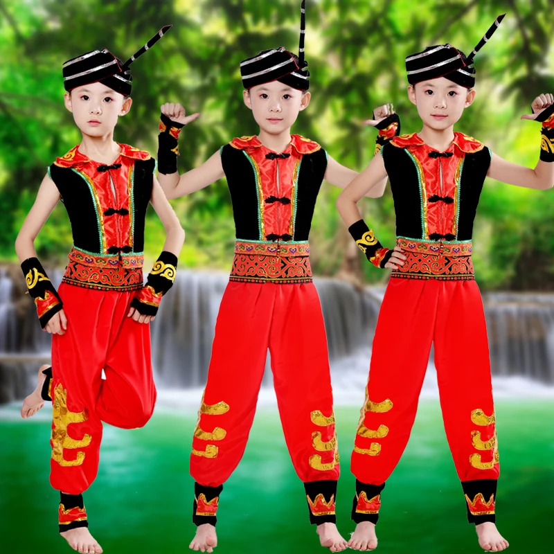 Boy Miao Costume Children Stage Performance Clothing Children Hmong Clothesin Chinese Folk