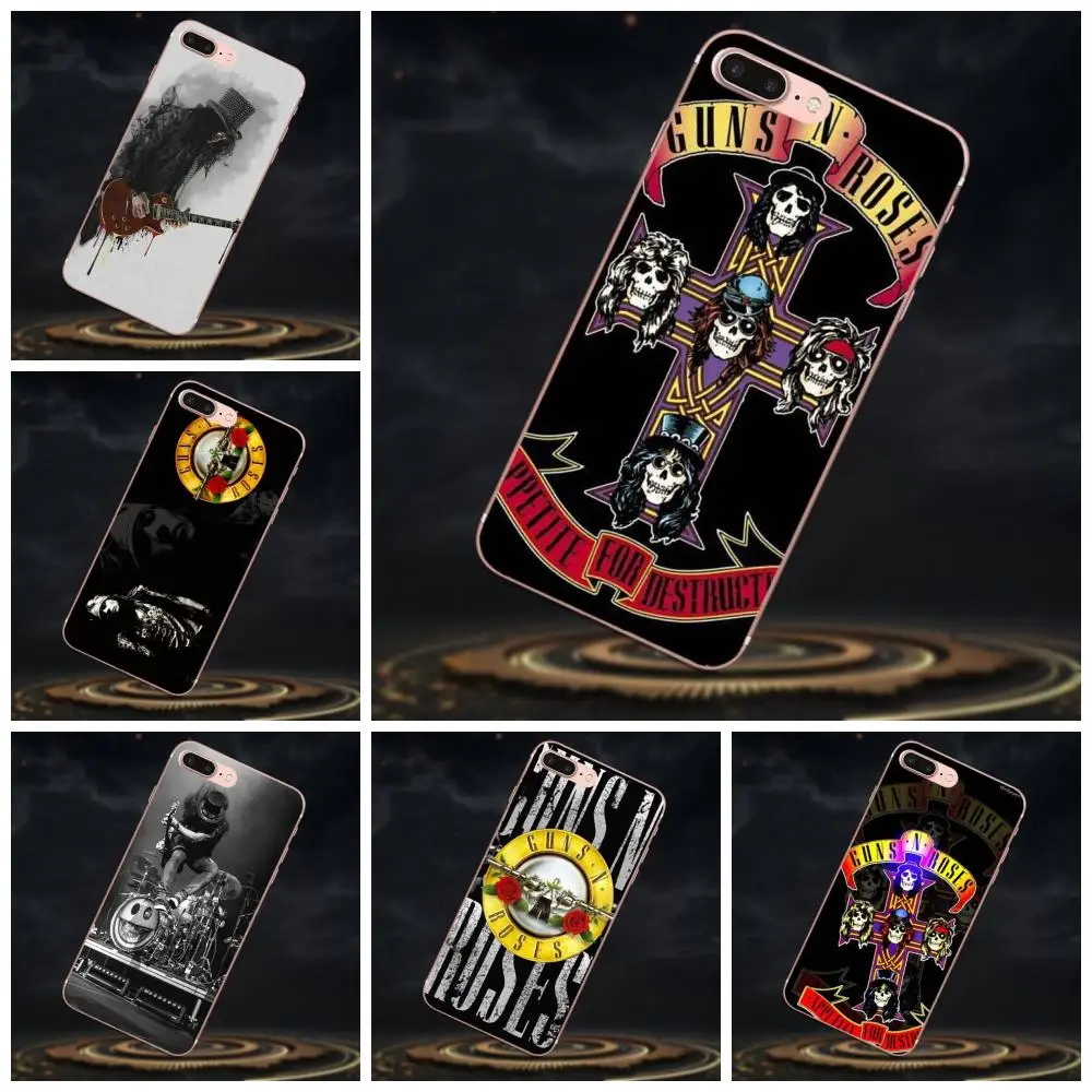 

Soft TPU Print Phone For Samsung Galaxy Note 5 8 9 S3 S4 S5 S6 S7 S8 S9 S10 mini Edge Plus Lite Guns N Roses Retro Slash Wooden