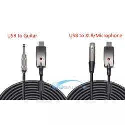 3 м USB к гитары КАБЕЛЬ 6,35 Электрический гитарный разъем к XLR/микрофон Подключение компьютера провода 22AWG аксессуары для гитары CE