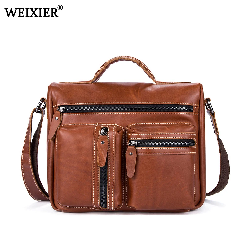 

New Vintage Genuine Leather Men Bag Men Briefcases male Leather business Computer Laptop Bags Crossbody Bags Mens Messenger Bag