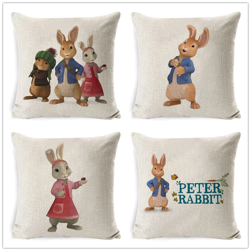 

Peter Rabbit Cushion Cover European Style Pillow Case 45*45cm Thick Pillow Cover 3D Print Decorative Pillows Cotton Case