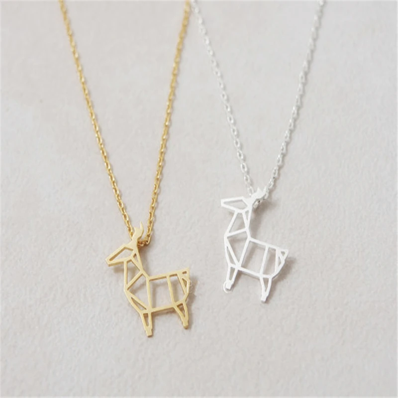 

hot selling alpaca necklace origami deer necklace trendy neclaces for women