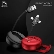 Usb-кабель Oatsbasf для iPhone X 8 7 6 зарядное устройство 3 в 1 Micro USB кабель для Android USB type c type-c кабели для мобильных телефонов