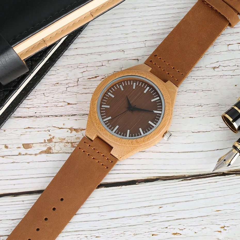 Retro Coffee Dark Blue Dial Quartz Men's Watch Luxury Round Dial Analog Leather Band Fashion Men Sport Watch relogio de Madeira 2018 (17)