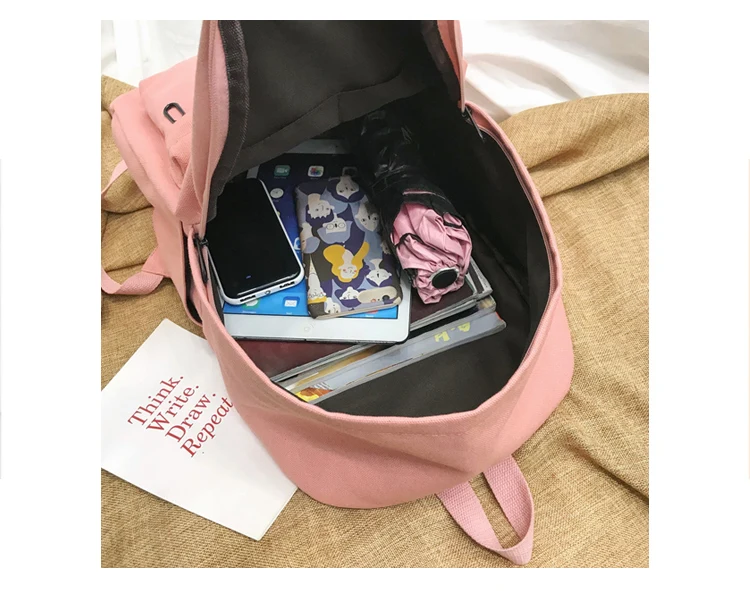 Preppy Style Women Backpack for School Teenagers Girls Vintage School Bag Ladies Canvas Fabric Backpack Female Book bag Mochila--_41