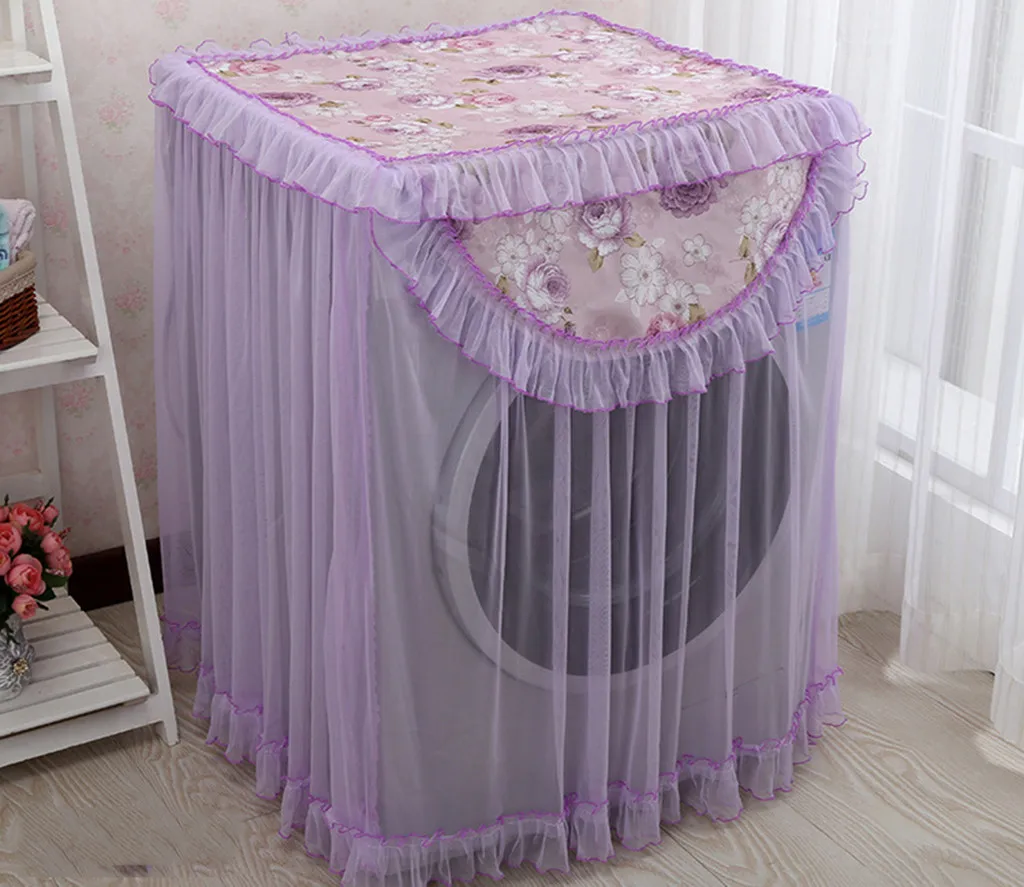 Lace Ruffle Floral Washing Machine Dust Cover Protection Front Durable Soft Home