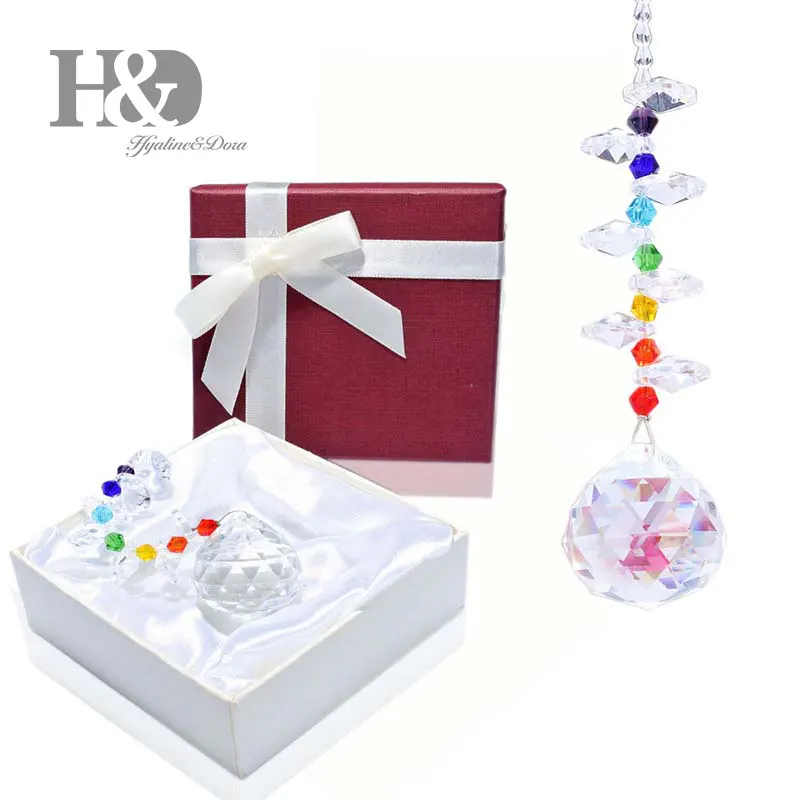

H&D Glass Crystal 30mm Ball Prism Rainbow Maker Chakra Hanging Suncatcher Window Sun Catcher Gifts Home Wedding Ornaments