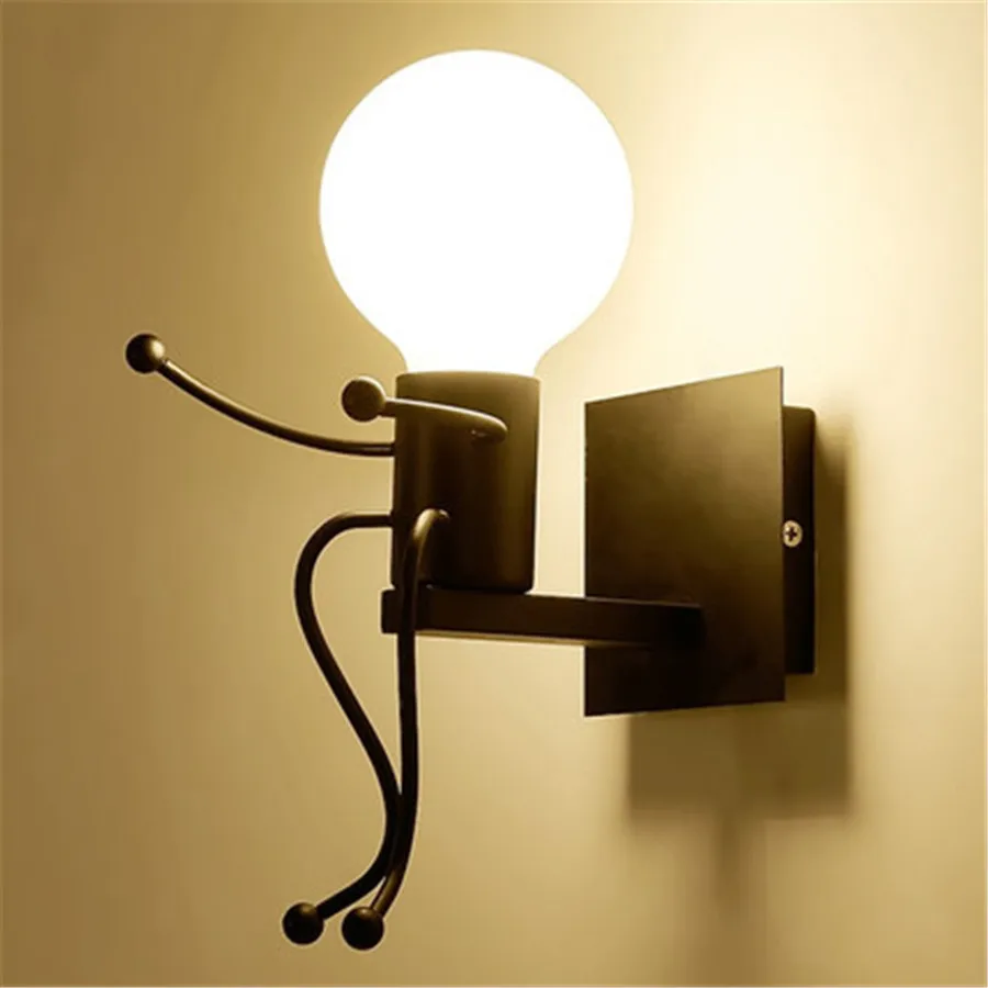 Thrisdar E27 креативный персональный светодиодный настенный светильник Little Man, настенный светильник в скандинавском стиле с железной прикроватной тумбочкой для коридора, отеля