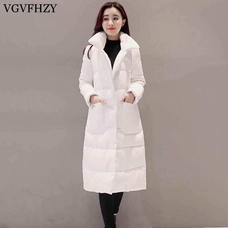 Women Loose White Duck Down Jacket 2017 New Female Long